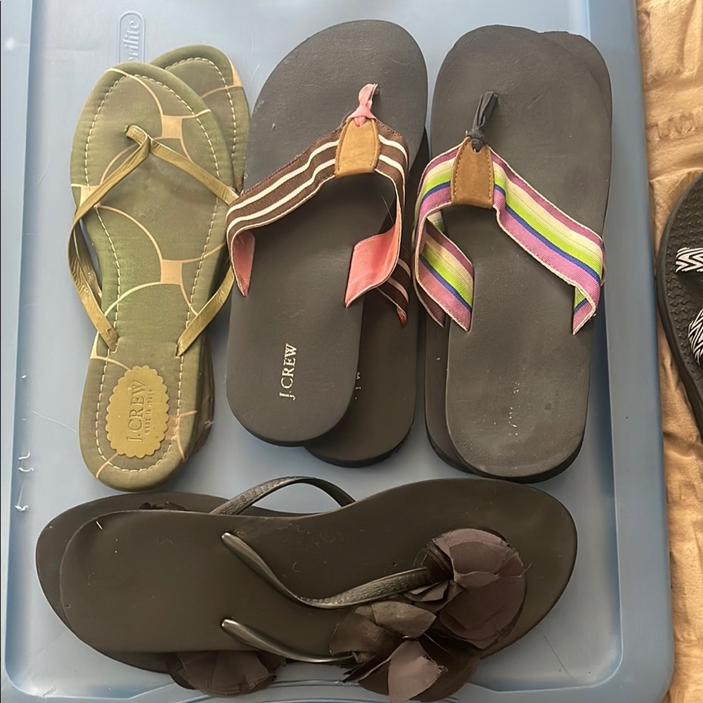 J.Crew Flip Flops Lot of 4, Used with Life Left! Size 10
